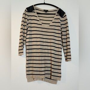 H&M Black and Tan Striped Long Sleeve Top